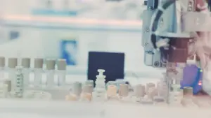 Automatisierte Laborprozesse zur Analyse von Blutproben in einem modernen medizinischen Forschungslabor.